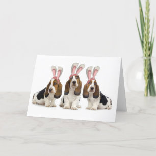 Ditzy Dogs~Original Notecard~Basset Hounds~Easter Feiertagskarte