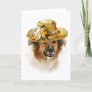 Ditzy Dogs~Original Notecard~Border Collie~Easter Feiertagskarte