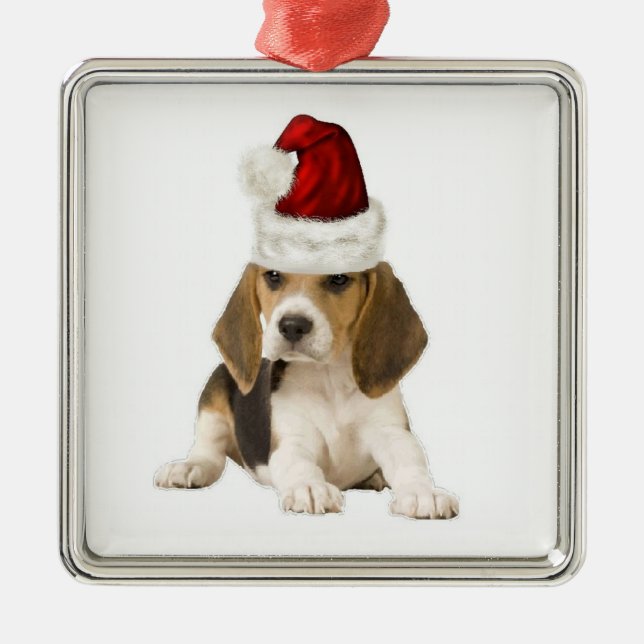 Ditzy Dogs~Original Ornament~Beagle~Christmas Silbernes Ornament (Vorne)