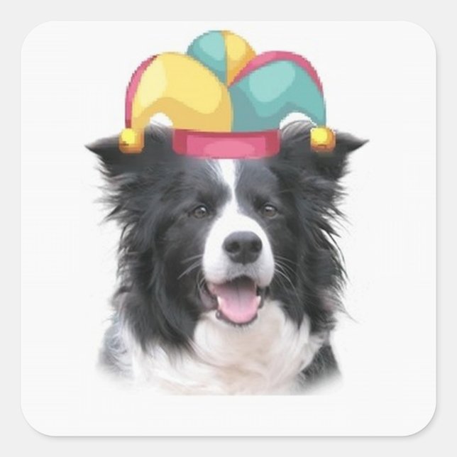 Ditzy Dogs~Original Sticker~Border Collie Quadratischer Aufkleber (Vorderseite)