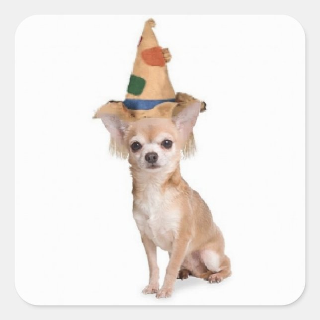 Ditzy Dogs~Original Sticker~Chihuahua~Halloween Quadratischer Aufkleber (Vorderseite)