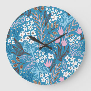 Ditzy Floral: Vintage Frühlingsdesign. Große Wanduhr