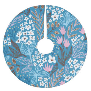 Ditzy Floral: Vintages Federdesign. Polyester Weihnachtsbaumdecke