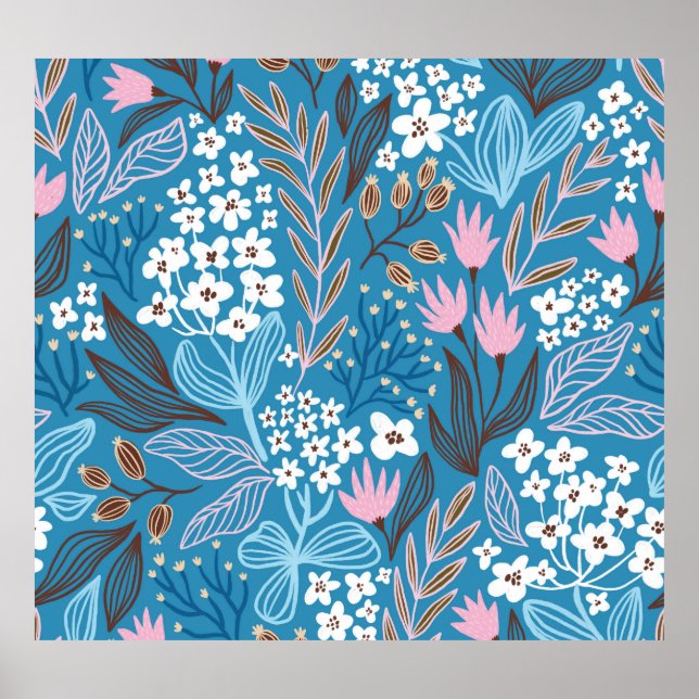 Ditzy Floral: Vintages Federdesign. Poster (Vorne)