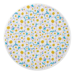 Ditzy Gänseblümchen auf blauem kundenspezifische Keramikknauf