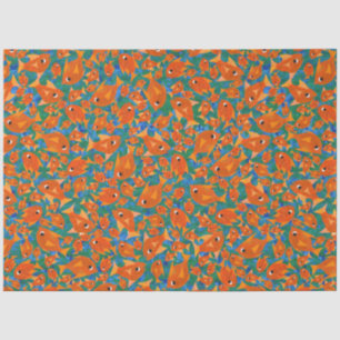 Ditzy Orange Fish on Green and Blue Tissue Paper Seidenpapier