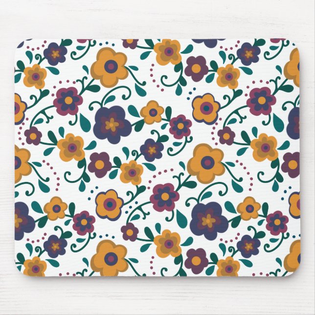 Ditzy Retro Daisy aus den 70er Jahren in Jewel Ton Mousepad (Vorne)
