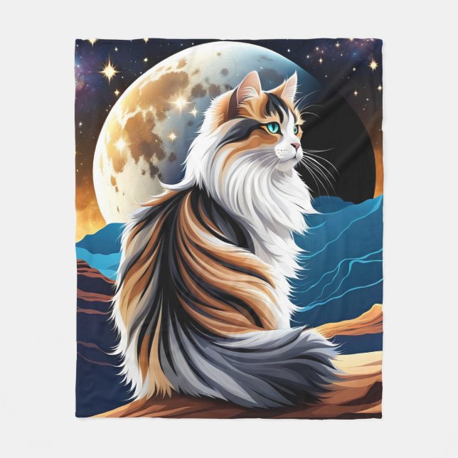 Diute Calico Cat und Wüstenmoon Fleecedecke (Vorderseite)