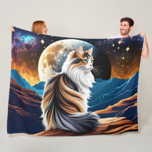 Diute Calico Cat und Wüstenmoon Fleecedecke
