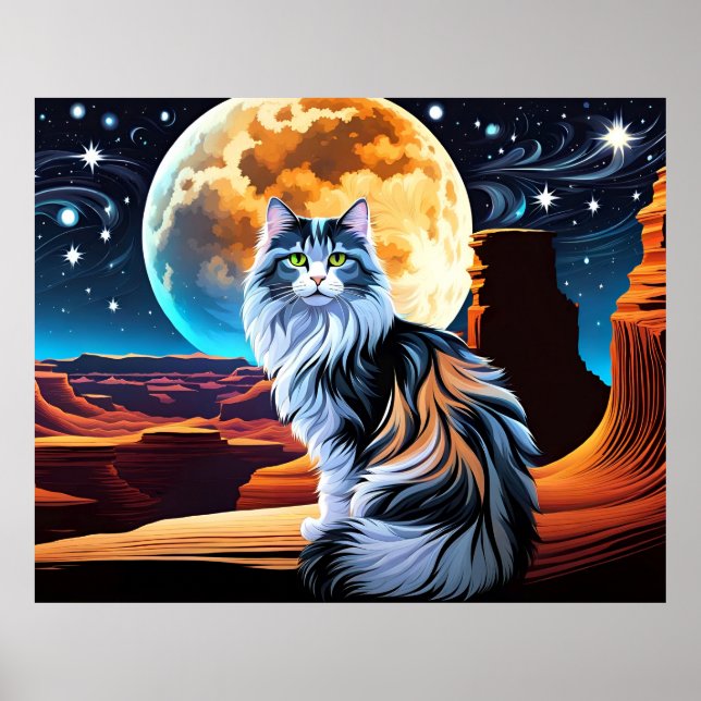 Diute Calico Cat und Wüstenmoon Poster (Vorne)