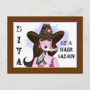 "Diva a Cowgirl" Friseur Salon Postkarten