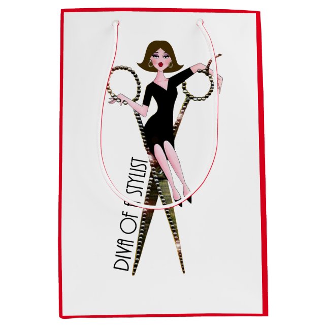 "Diva a Stylist" Mittlere Geschenktasche Mittlere Geschenktüte (Vorderseite)
