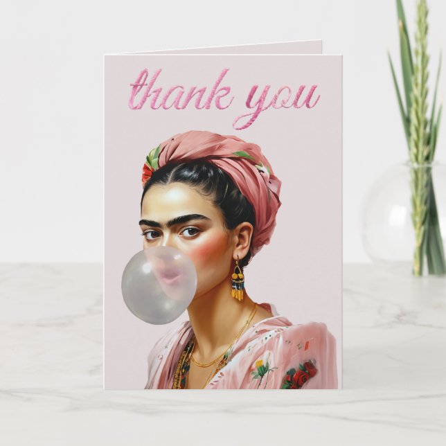 Diva bläst Kaugummi  Dankeskarte (Vorderseite)