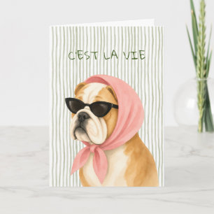 Diva Bulldog Aquarell-Grußkarte Karte