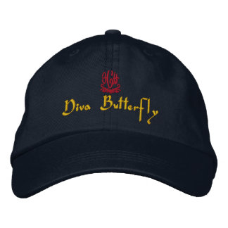 Diva Butterfly Navy Bestickte Baseballkappe