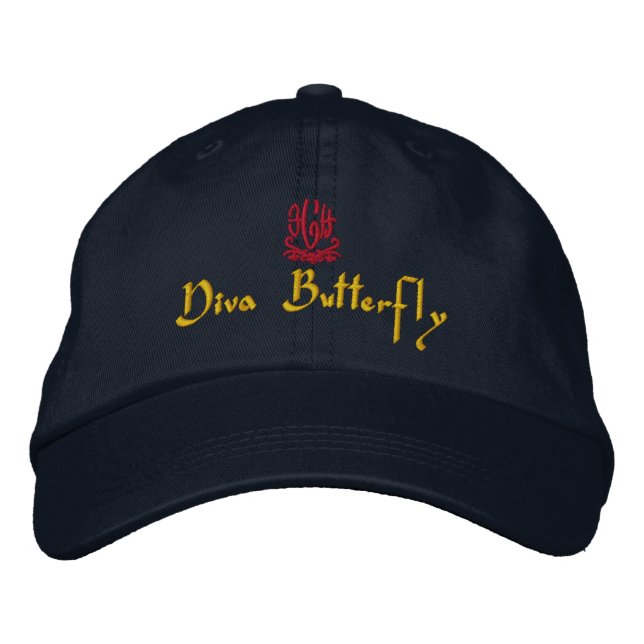 Diva Butterfly Navy Bestickte Baseballkappe (Vorderseite)