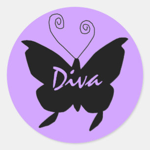 Diva Butterfly Runder Aufkleber