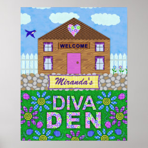 Diva Den Woman Cave Garden Hütte Personalisierter  Poster