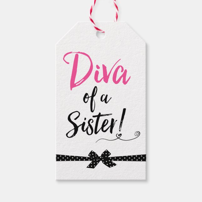 "DIVA einer Schwester!" Geschenkanhänger (Vorderseite)