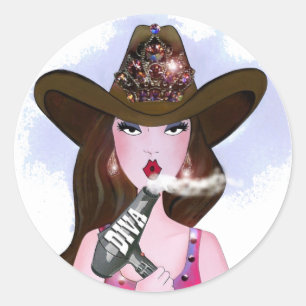 "Diva eines Cowgirls" Haar-Stylist Runder Aufkleber