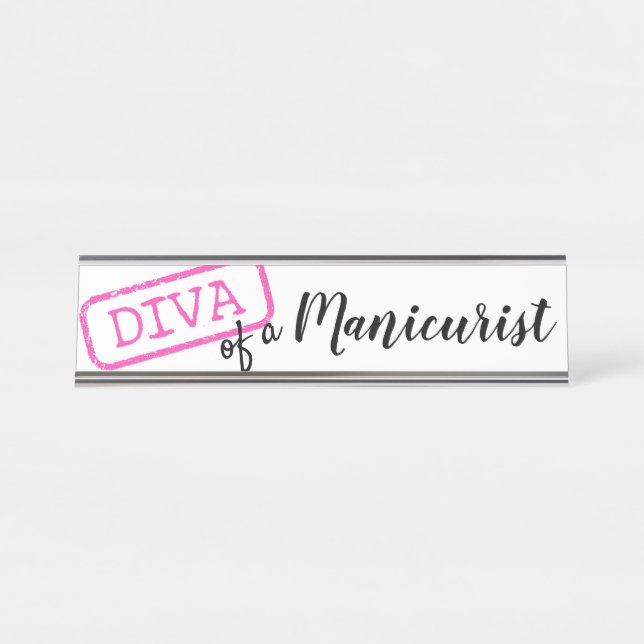 "DIVA" eines Manicuristen Schreibtischnamensplakette (Vorderseite )
