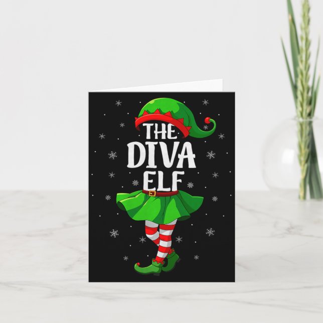 Diva Elf Christmas Girls Women Elf Squad Xmas Fami Karte (Vorderseite)