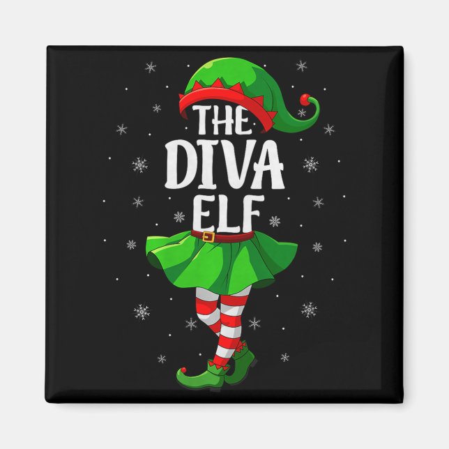 Diva Elf Christmas Girls Women Elf Squad Xmas Fami Magnet (Vorne)