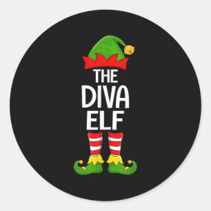 Diva Elf Matching Family Elf Squad Christmas Girls Runder Aufkleber