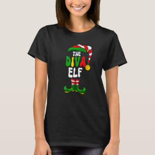 Diva Elf Pajama Matching Group Weihnachtsfeiertag  T-Shirt