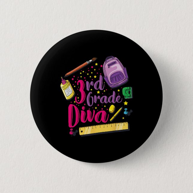 Diva erster Schultag Mädchen Kleidung Gi Button (Vorderseite)