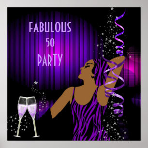 Diva Fabulous 50 LADY Lila Party Champagner Poster