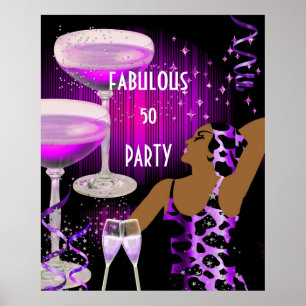 Diva Fabulous 50 LADY Lila Pink Champagne Poster