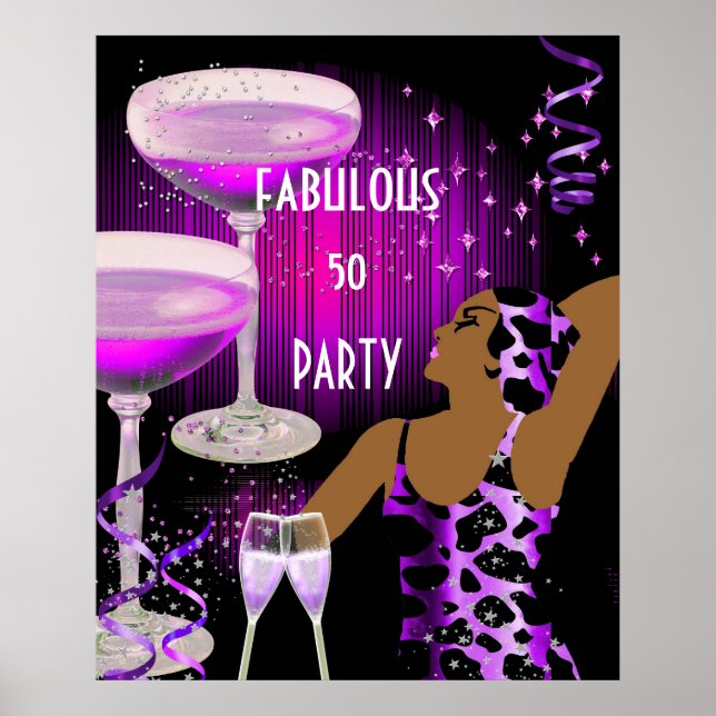 Diva Fabulous 50 LADY Lila Pink Champagne Poster (Vorne)