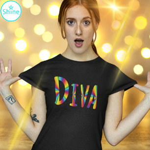 DIVA Fabulous Sassy Campy Rainbow Colors Alphabets T-Shirt