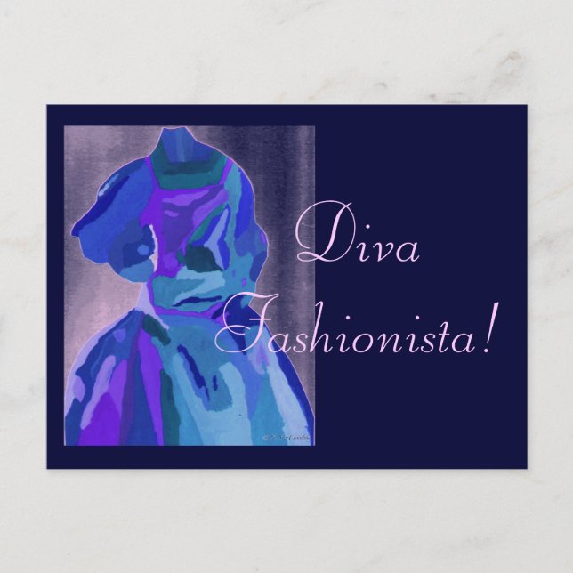 Diva Fashionista in blau I Postkarte (Vorderseite)