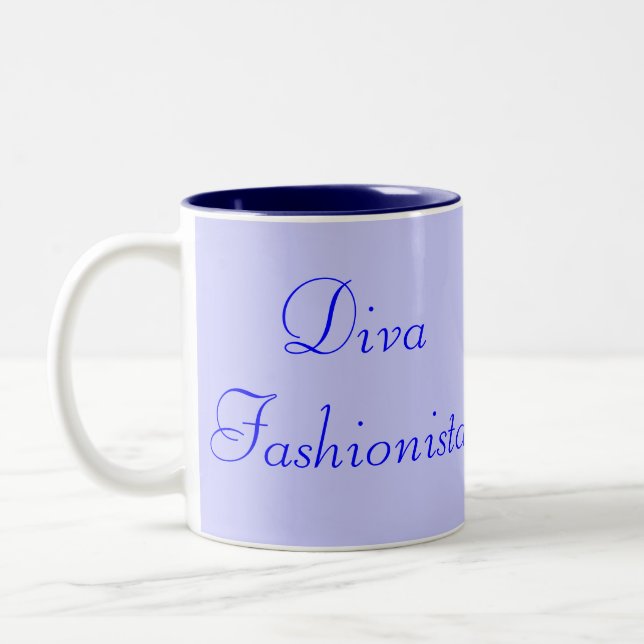 Diva Fashionista in blau I Zweifarbige Tasse (Links)