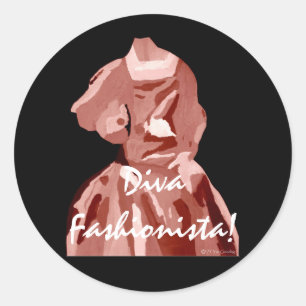 Diva Fashionista in neutraler Runder Aufkleber
