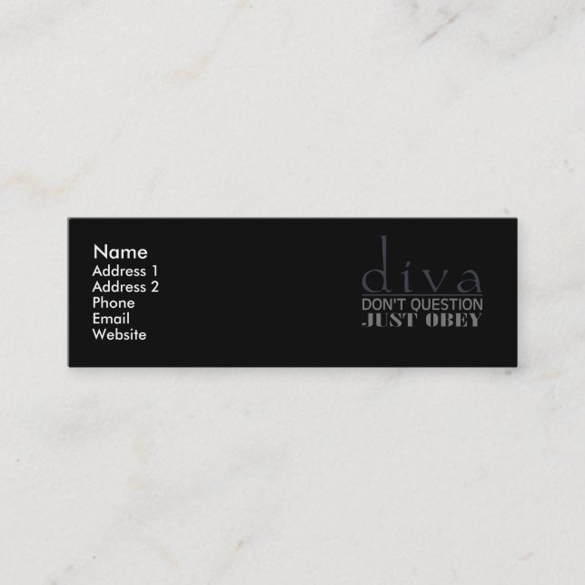 Diva: Fragen Sie nicht Mini Visitenkarte (Vorderseite)