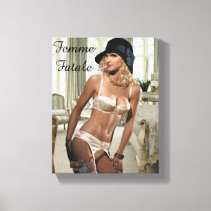 Diva, Frau der 1920er Jahre - Rauchen und Waffen Leinwanddruck