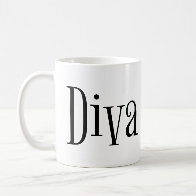 Diva Funny Whimsical Typografy Kaffeetasse (Links)