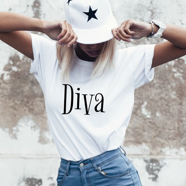 Diva Funny Whimsical Typografy T-Shirt (Von Creator hochgeladen)