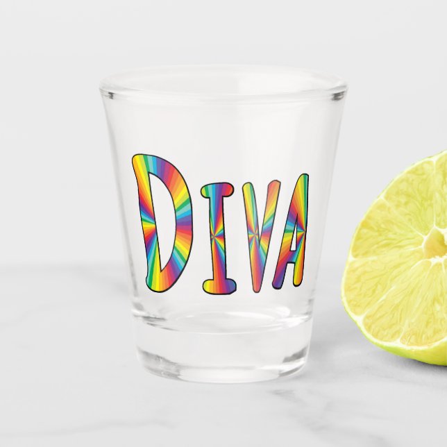 DIVA Gay Pride Regenbogenflagge Fabulous LGBT LGBT Schnapsglas (Vorderseite)