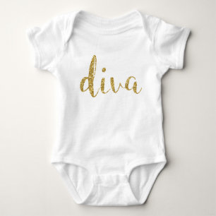 „Diva“ Gold-Typografie Baby Mädchen Stylisch Chic Strampler