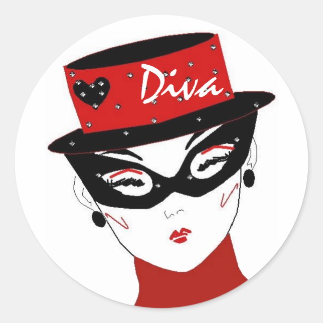 "Diva I"-Aufkleber Runder Aufkleber (Vorderseite)
