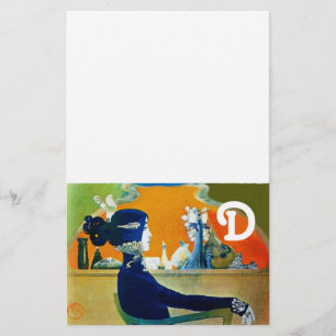 DIVA IN BLAU, SCHÖNHEIT FASHION MONOGRAMM BRIEFPAPIER