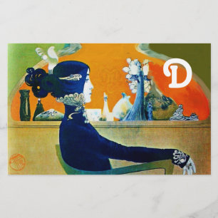 DIVA IN BLAU, SCHÖNHEIT FASHION MONOGRAMM BRIEFPAPIER