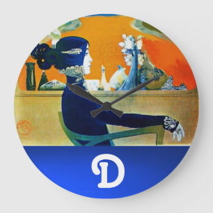 DIVA IN BLAU, SCHÖNHEIT FASHION MONOGRAMM GROßE WANDUHR