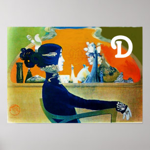 DIVA IN BLAU / Schönheit, Haare, Mode Monogramm Poster