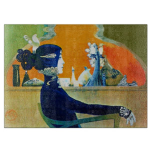 DIVA in BLAUE Art Nouveau Beauty Fashion Cutting B Schneidebrett