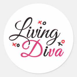 Diva in den roten klassischen Round Stickers